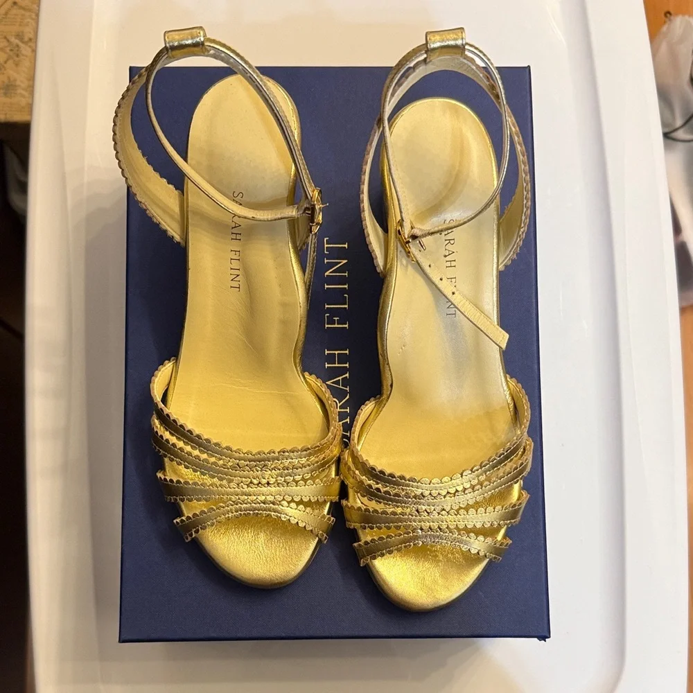 Sarah Flint Kathryn Metallic Gold Women's Sandals - Picture 6 of 8